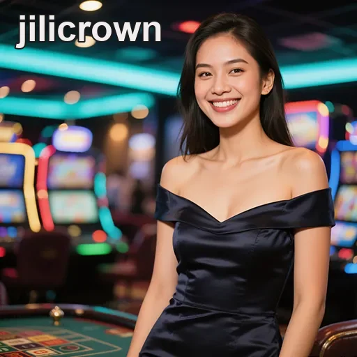 A vibrant online casino gaming interface showcasing live dealer games and slot machines - jilicrown